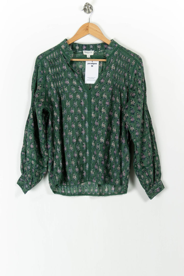 Blouse Verte à Fleurs - Taille S/36 de la marque Maison 123 | PARAD105636 - Vendu par Paradigme - Image 2