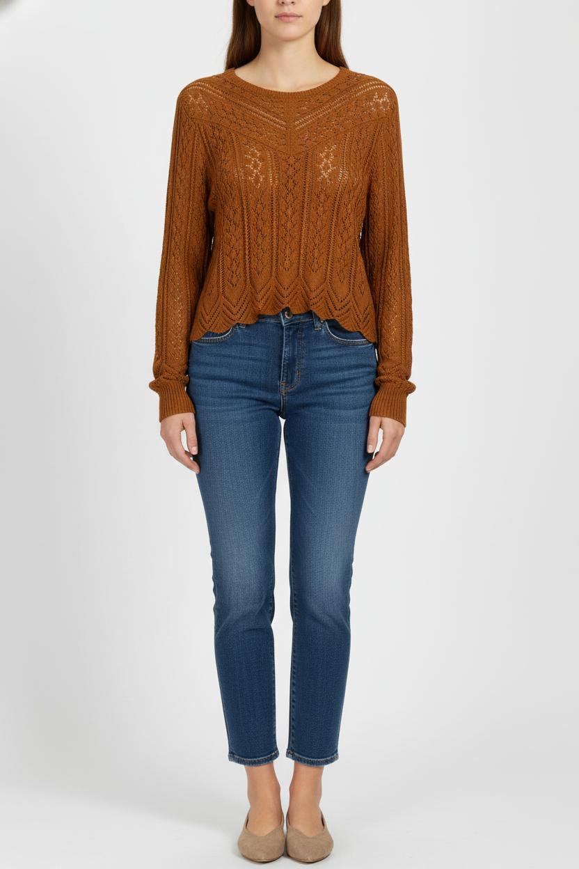 Pull Marron - Taille S/36 de la marque La Fée Maraboutée | PARAD105650 - Vendu par Paradigme - Image 1