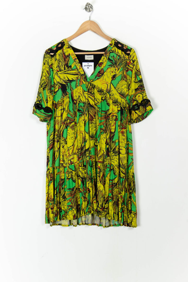 Robe Midi Verte et Jaune - Taille S/36 de la marque Indies | PARAD105660 - Vendu par Paradigme - Image 2