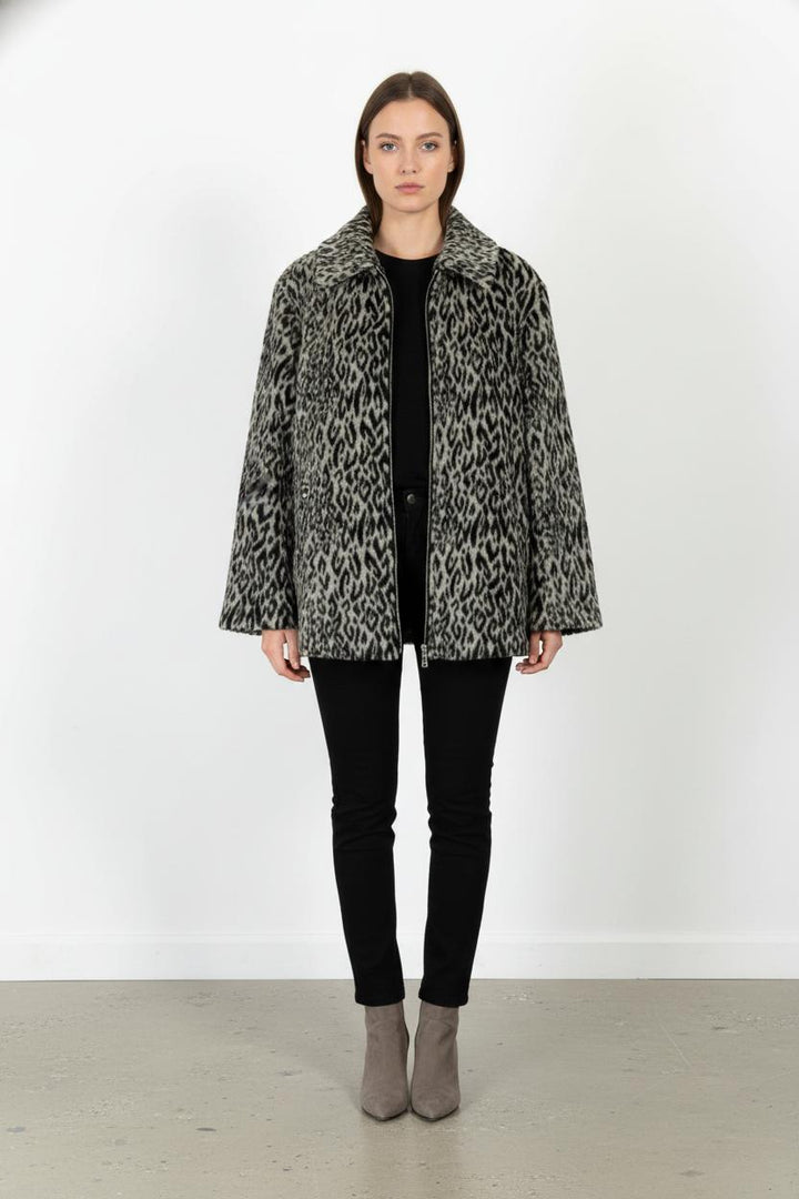 Veste Léopard Noire et Beige - Taille M/38 de la marque Agnès b. | PARAD105671 - Vendu par Paradigme - Image 1