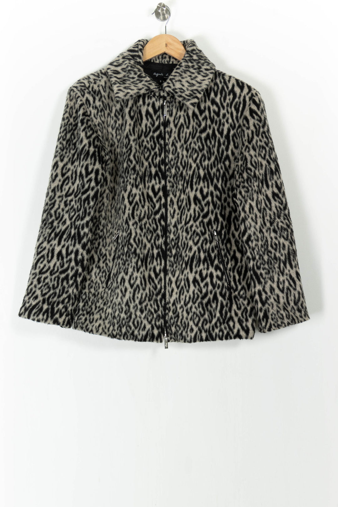 Veste Léopard Noire et Beige - Taille M/38 de la marque Agnès b. | PARAD105671 - Vendu par Paradigme - Image 2