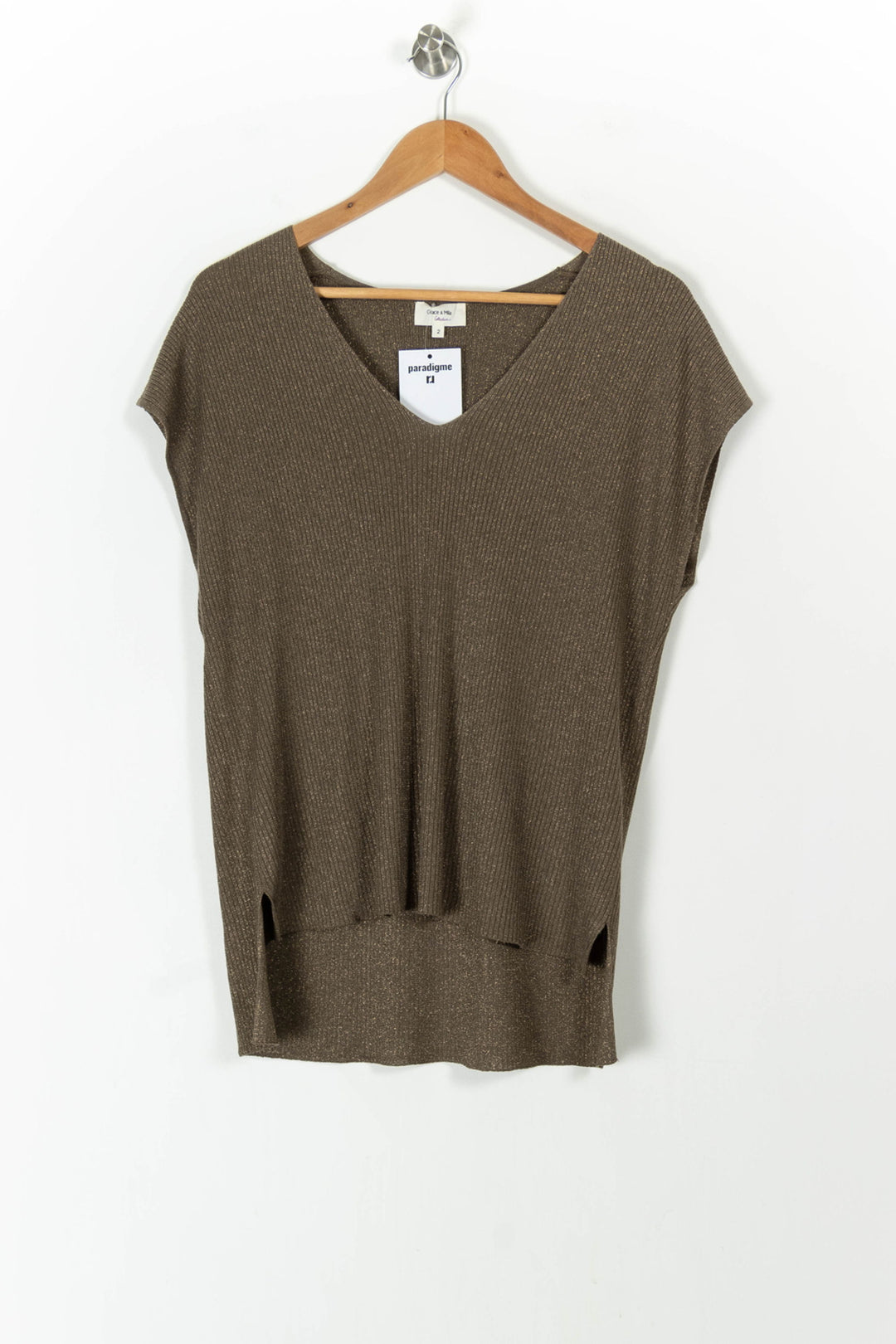 Pull Sans Manches Marron - Taille M/38 de la marque Grace & Mila | PARAD105695 - Vendu par Paradigme - Image 2