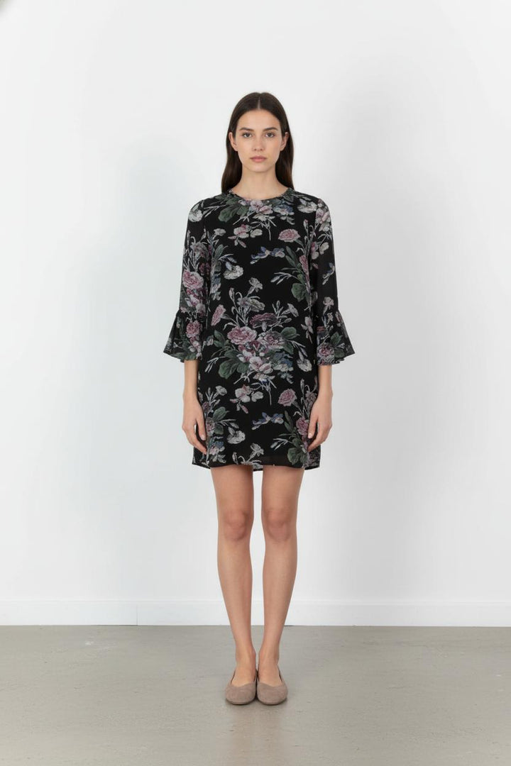 Robe Fleurie Noire - Taille S/36 de la marque Ganni | PARAD105712 - Vendu par Paradigme - Image 1