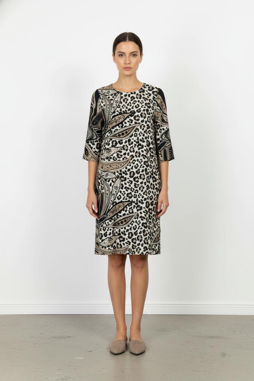 Robe Imprimée Noire et Beige - Taille XL/42 de la marque Weill | PARAD105725 - Vendu par Paradigme - Image 1