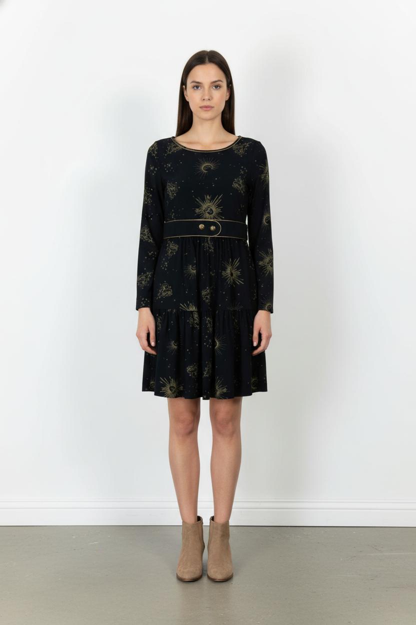 Robe Midi Bleue et Dorée - Taille M/38 de la marque Indies | PARAD105728 - Vendu par Paradigme - Image 1