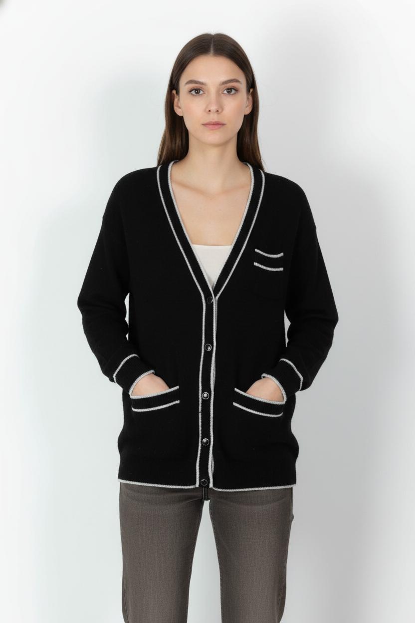 Cardigan Noir et Blanc - Taille M/38 de la marque Caroll | PARAD105743 - Vendu par Paradigme - Image 1
