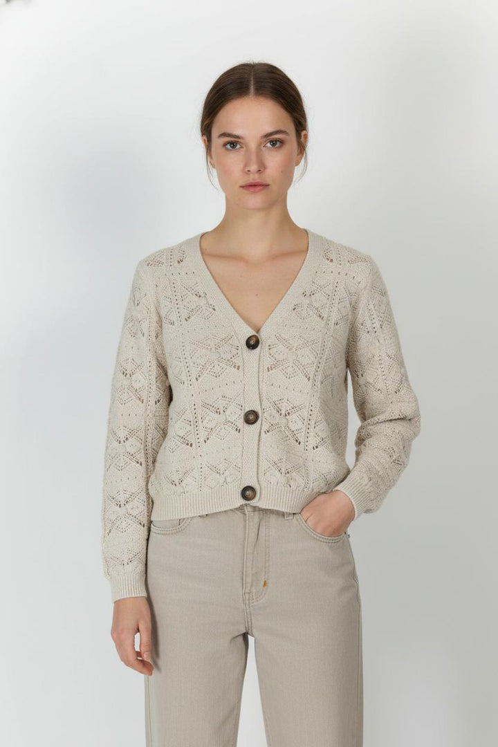 Cardigan Beige - Taille S/36 de la marque La Fée Maraboutée | PARAD105760 - Vendu par Paradigme - Image 1