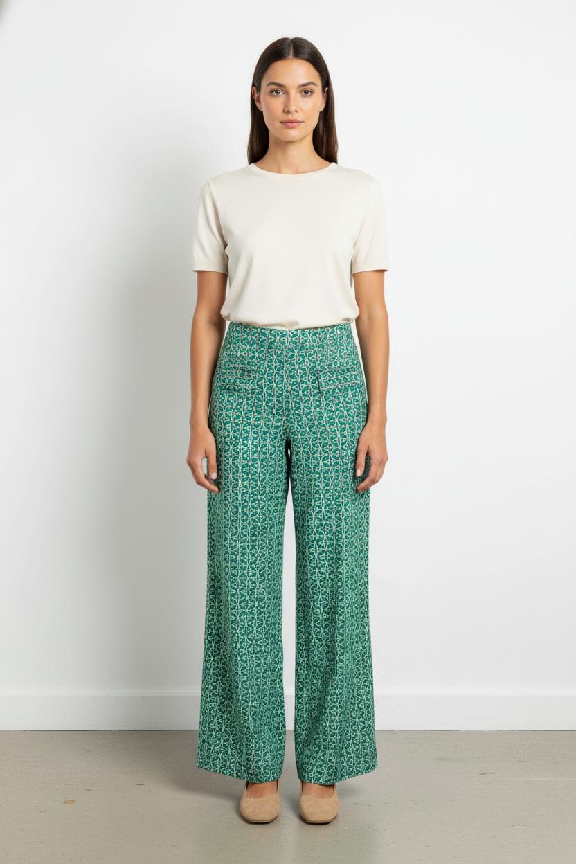 Pantalon Large Vert et Blanc - Taille S/36 de la marque et Paris | PARAD105770 - Vendu par Paradigme - Image 1