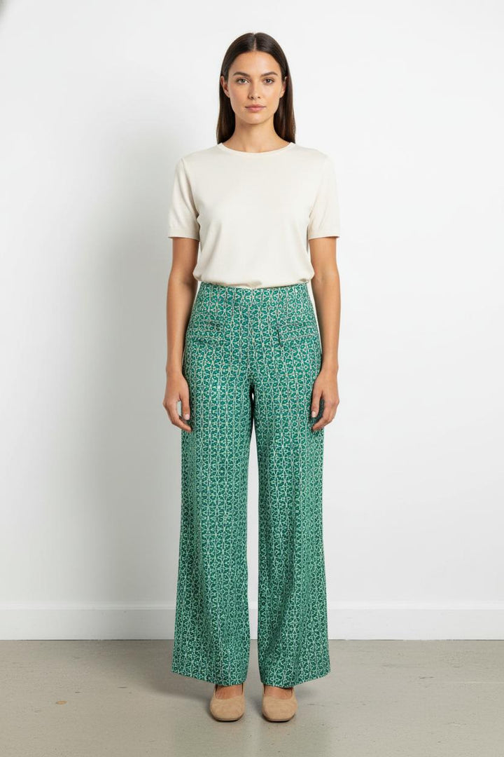 Pantalon Large Vert et Blanc - Taille S/36 de la marque et Paris | PARAD105770 - Vendu par Paradigme - Image 1