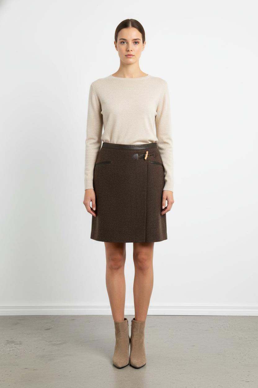 Jupe Courte Marron - Taille L/40 de la marque Caroll | PARAD105778 - Vendu par Paradigme - Image 1