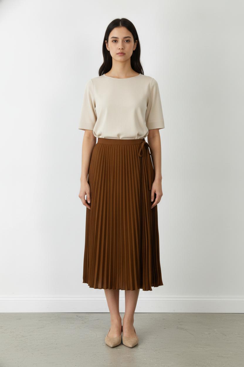 Jupe Plissée Marron - Taille M/38 de la marque Sézane | PARAD105794 - Vendu par Paradigme - Image 1
