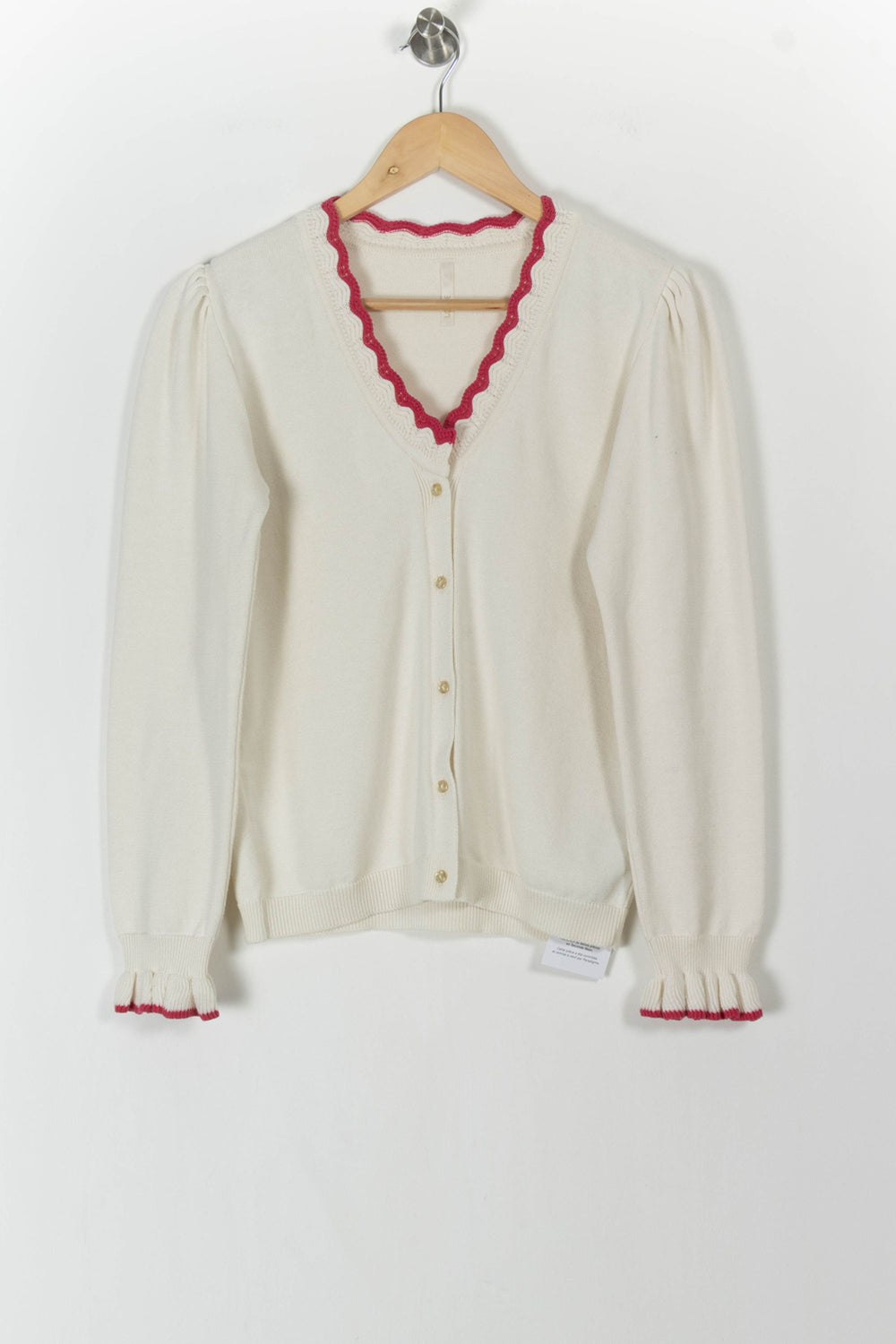 Cardigan Beige et Rouge - Taille M/38 de la marque I.Code | PARAD105811 - Vendu par Paradigme - Image 2