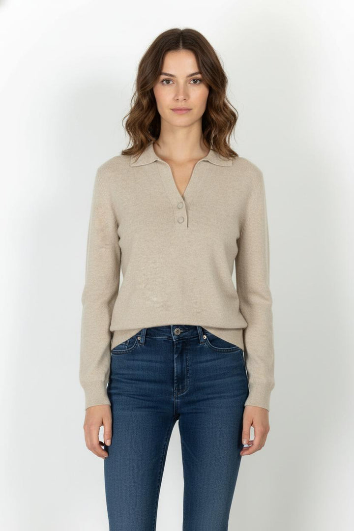 Pull Col Polo Beige - Taille S/36 de la marque Caroll | PARAD105813 - Vendu par Paradigme - Image 1