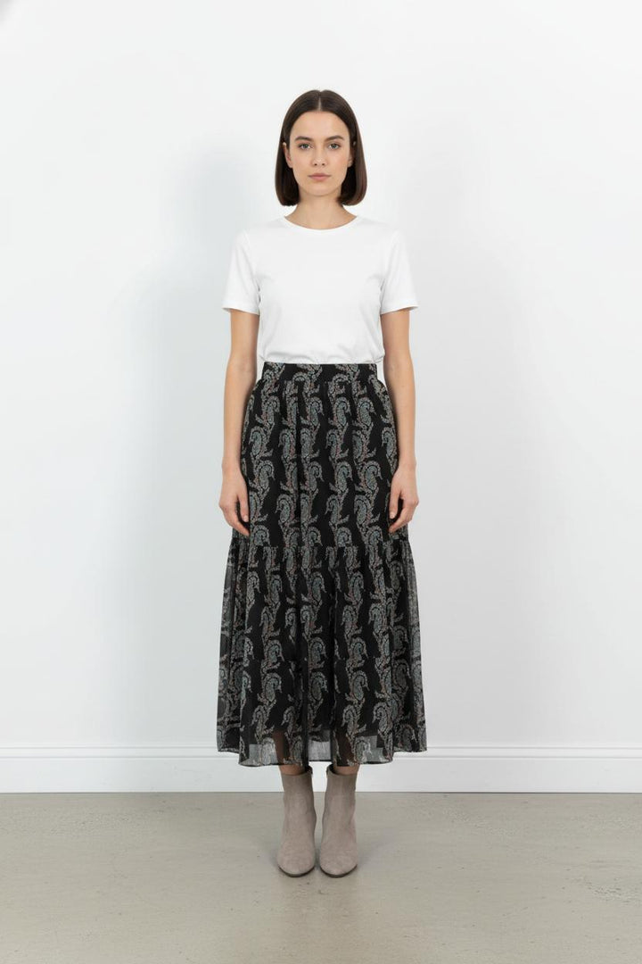 Jupe Longue Noire et Grise - Taille M/38 de la marque Claudie Pierlot | PARAD105835 - Vendu par Paradigme - Image 1