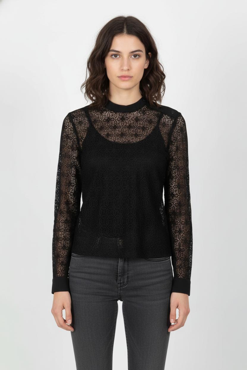 Chemise Noire - Taille S/36 de la marque The Kooples | PARAD105845 - Vendu par Paradigme - Image 1