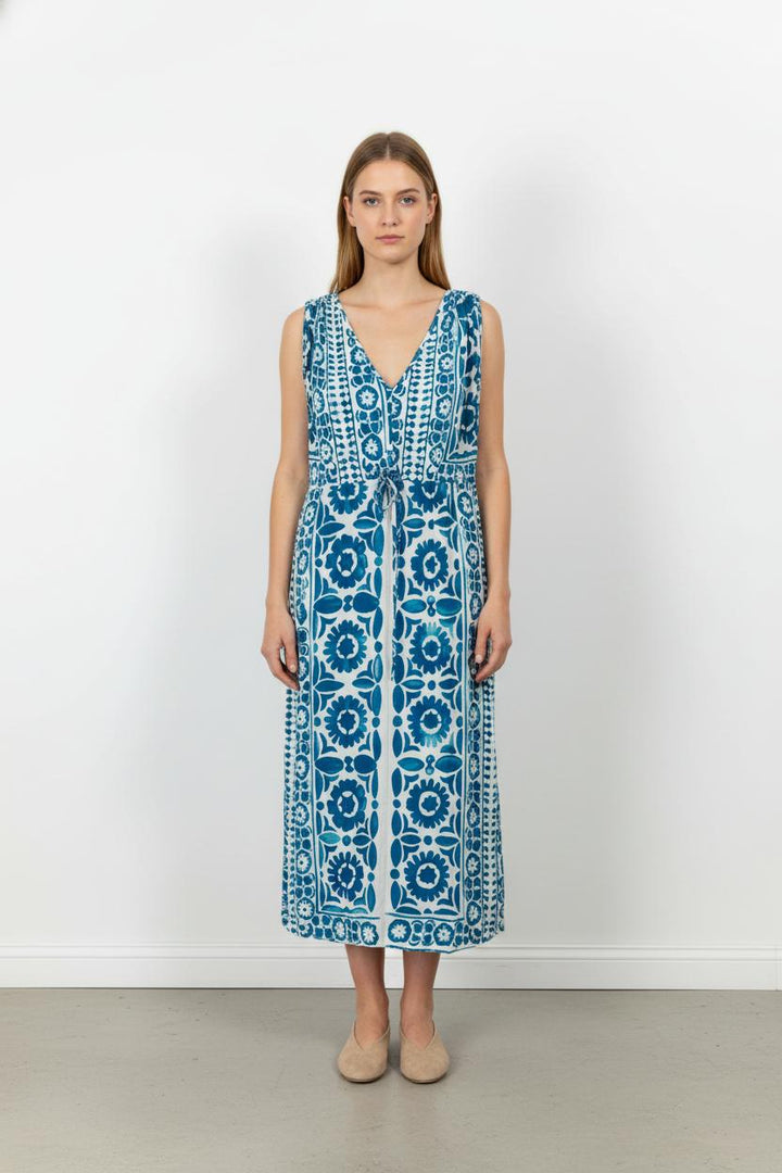 Robe Longue Bleue et Blanche - Taille XL/42 de la marque La Fée Maraboutée | PARAD105854 - Vendu par Paradigme - Image 1