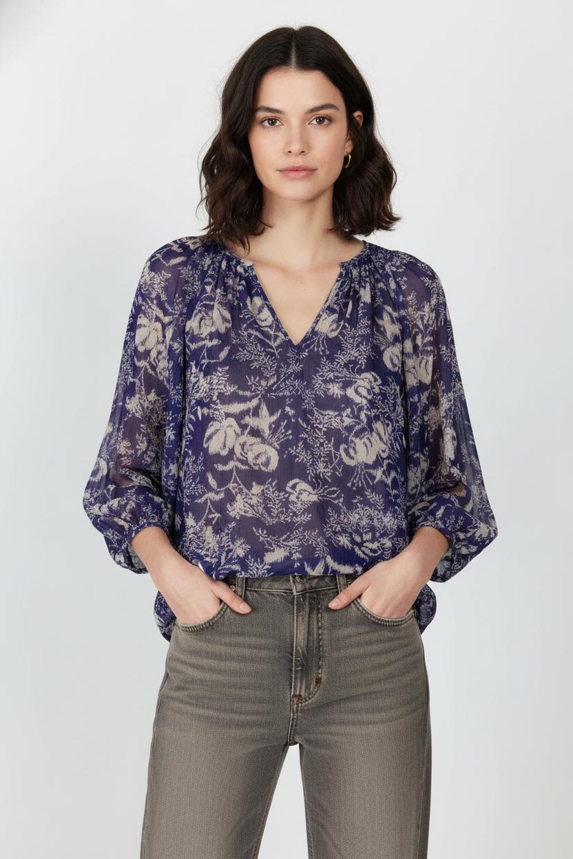 Blouse Violette et Beige - Taille M/38 de la marque ba&sh | PARAD105862 - Vendu par Paradigme - Image 1
