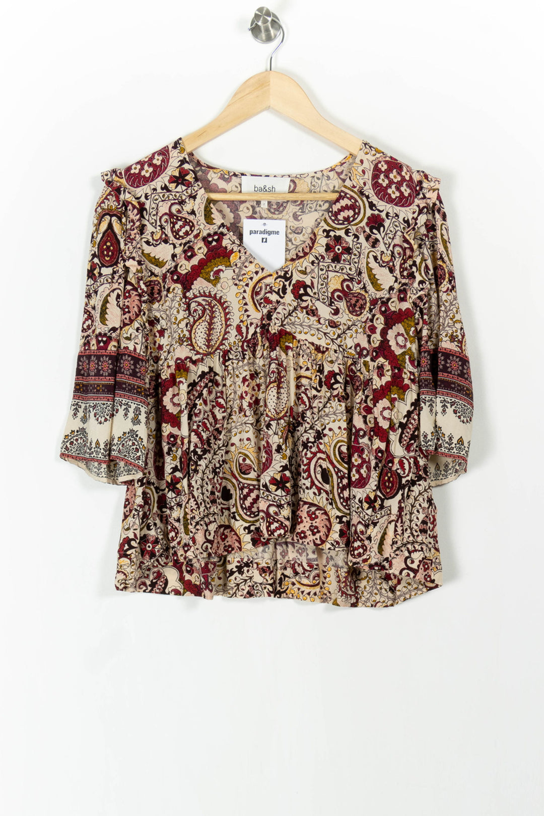 Blouse Beige et Bordeaux - Taille M/38 de la marque ba&sh | PARAD105863 - Vendu par Paradigme - Image 2
