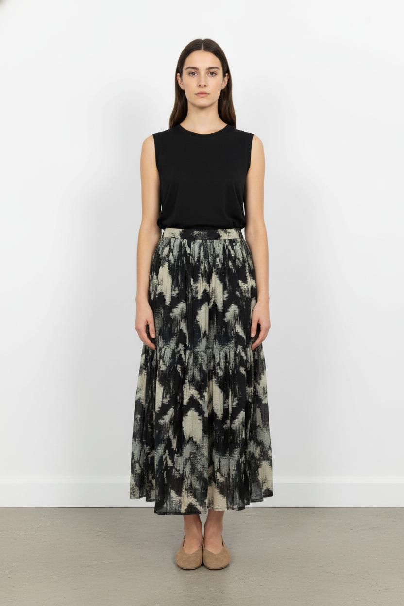 Jupe Longue Noire et Beige - Taille S/36 de la marque ba&sh | PARAD105870 - Vendu par Paradigme - Image 1