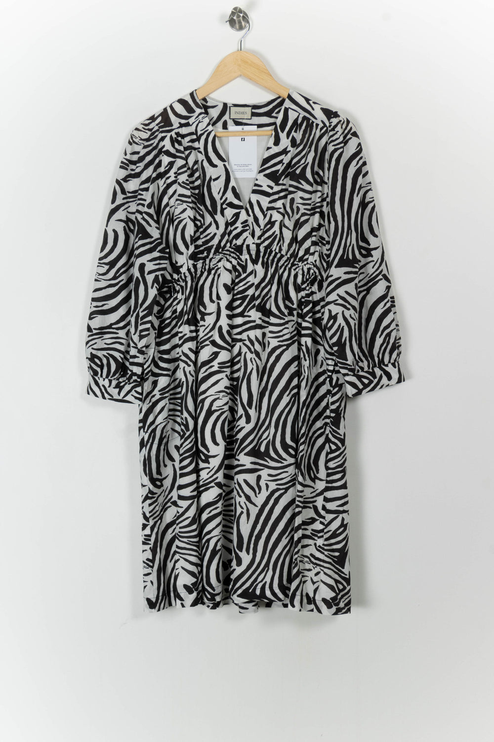 Robe Midi Noire et Blanche - Taille L/40 de la marque Indies | PARAD105894 - Vendu par Paradigme - Image 2