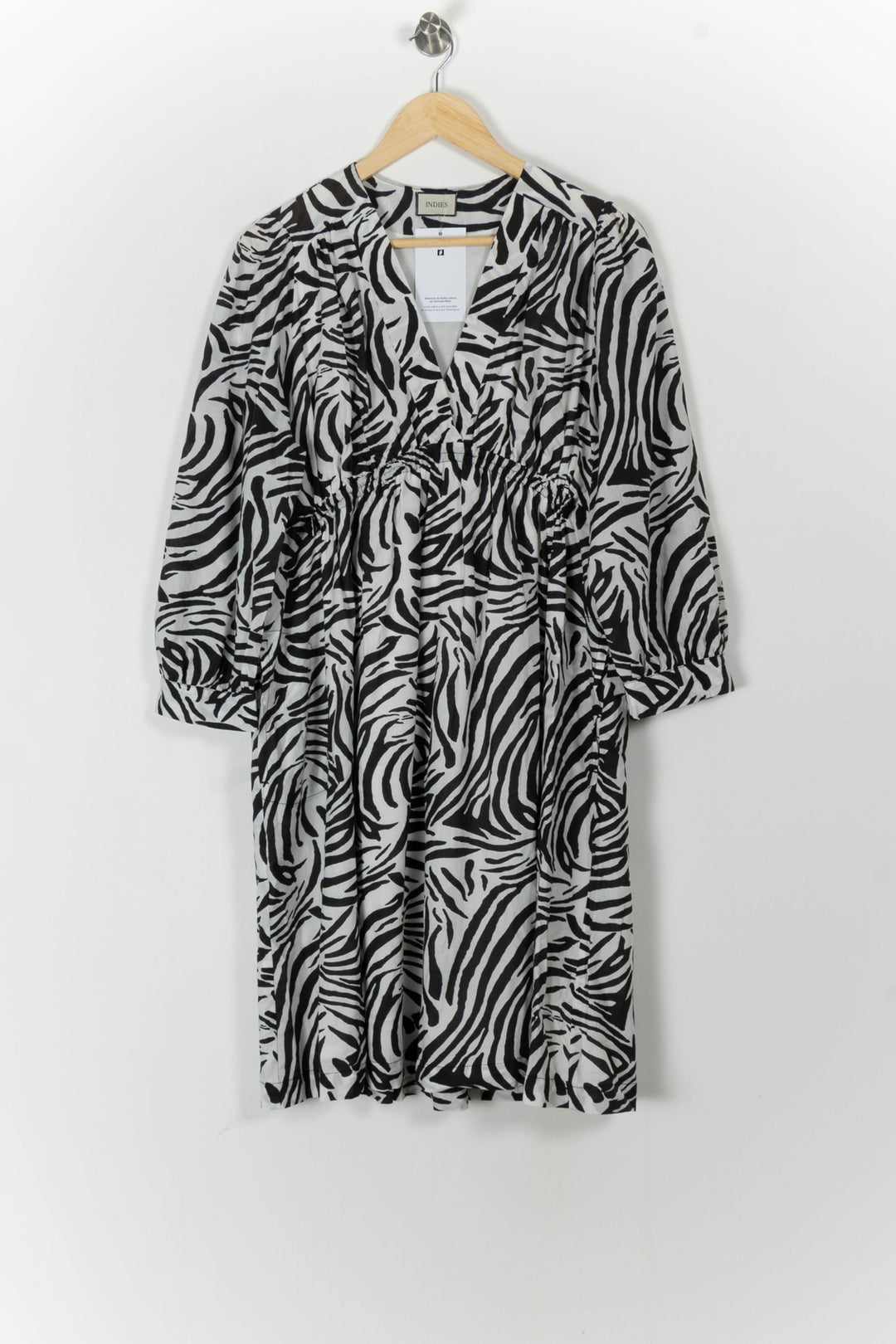 Robe Midi Noire et Blanche - Taille L/40 de la marque Indies | PARAD105894 - Vendu par Paradigme - Image 2