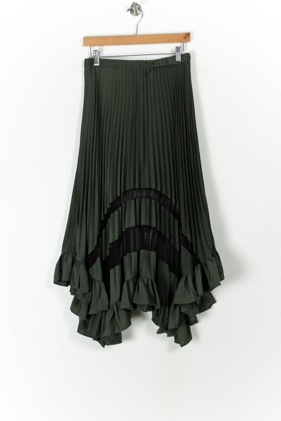 Jupe Longue Plissée Verte et Noire - Taille M/38 de la marque Claudie Pierlot | PARAD105897 - Vendu par Paradigme - Image 4