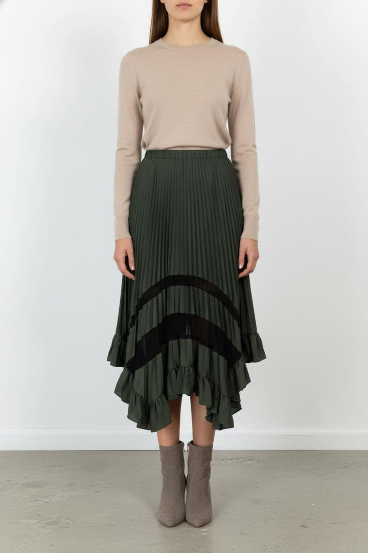Jupe Longue Plissée Verte et Noire - Taille M/38 de la marque Claudie Pierlot | PARAD105897 - Vendu par Paradigme - Image 1