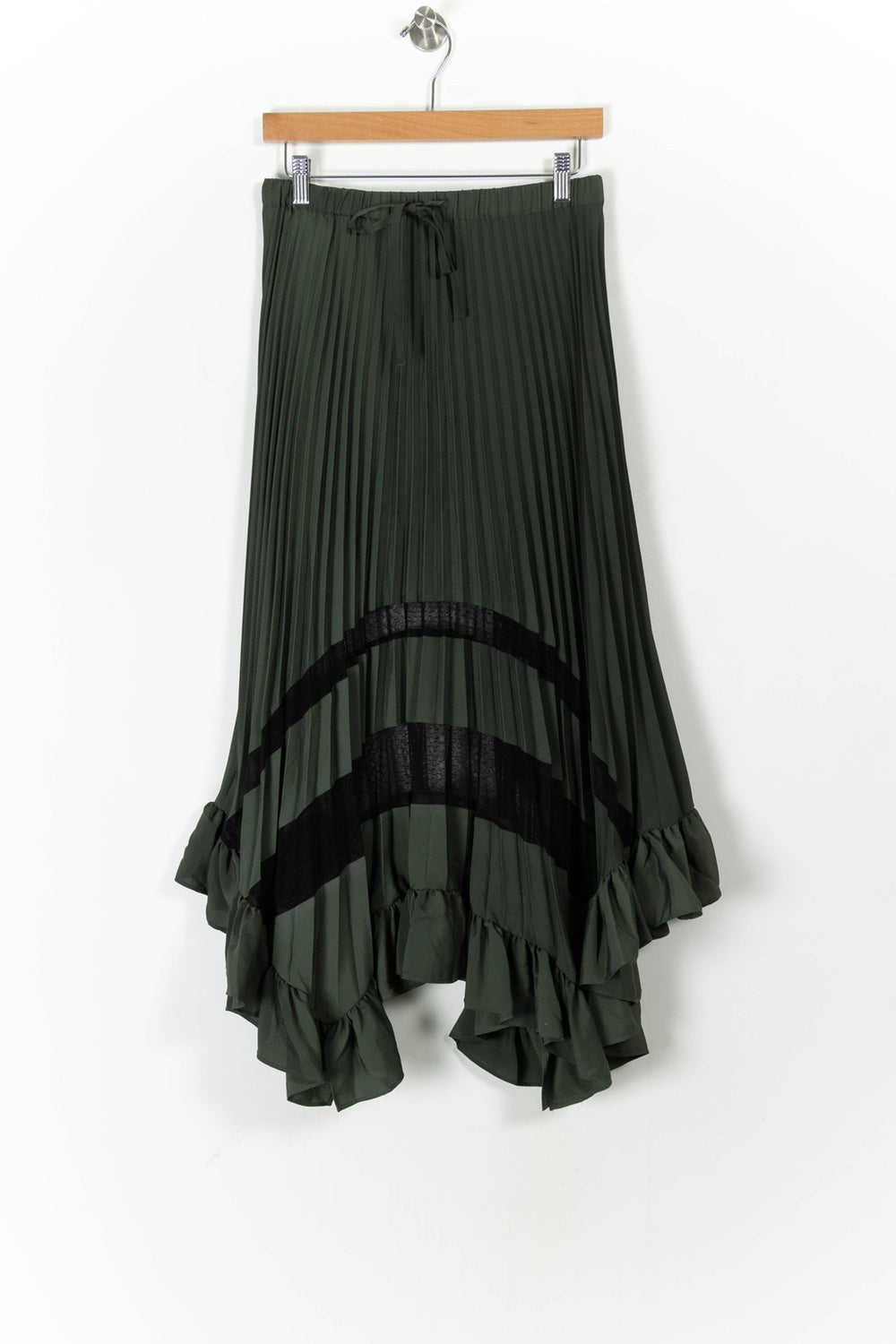 Jupe Longue Plissée Verte et Noire - Taille M/38 de la marque Claudie Pierlot | PARAD105897 - Vendu par Paradigme - Image 2
