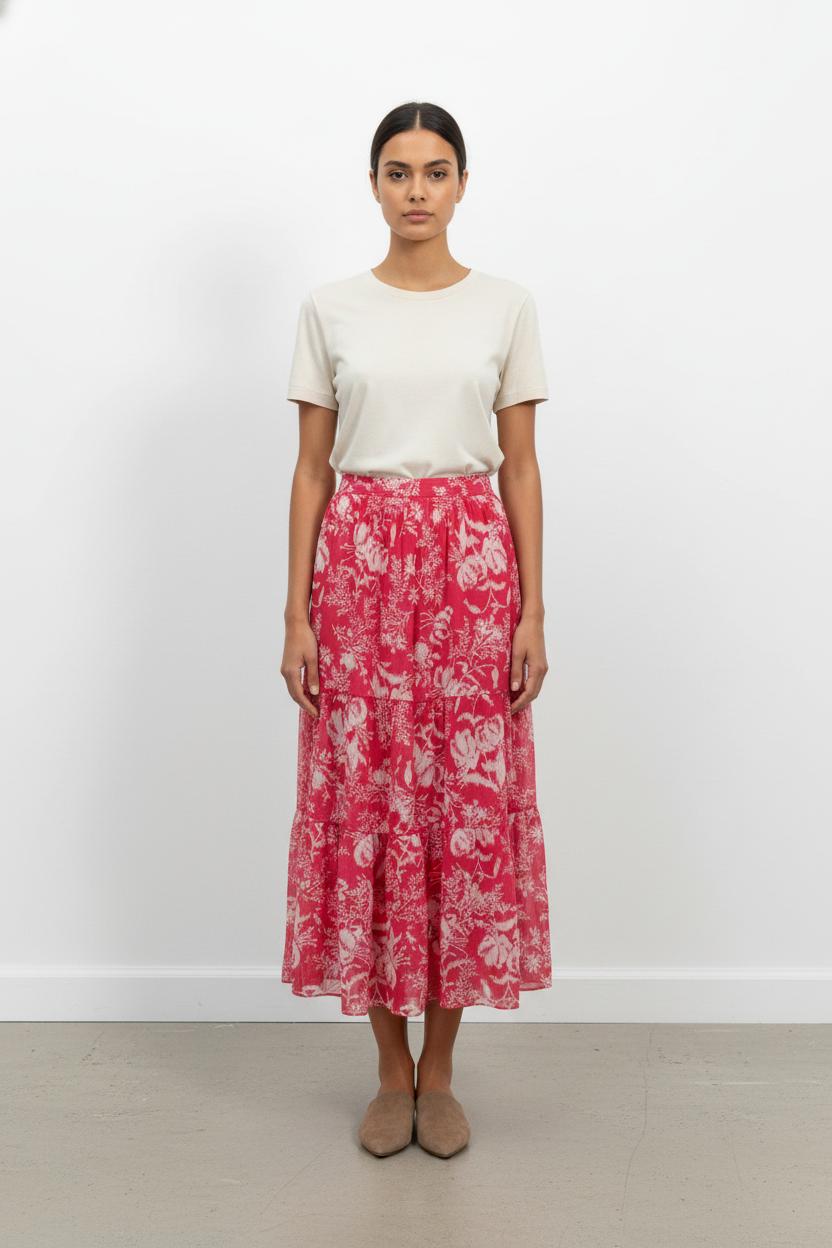 Jupe Longue Rose et Blanche - Taille L/40 de la marque ba&sh | PARAD105899 - Vendu par Paradigme - Image 1