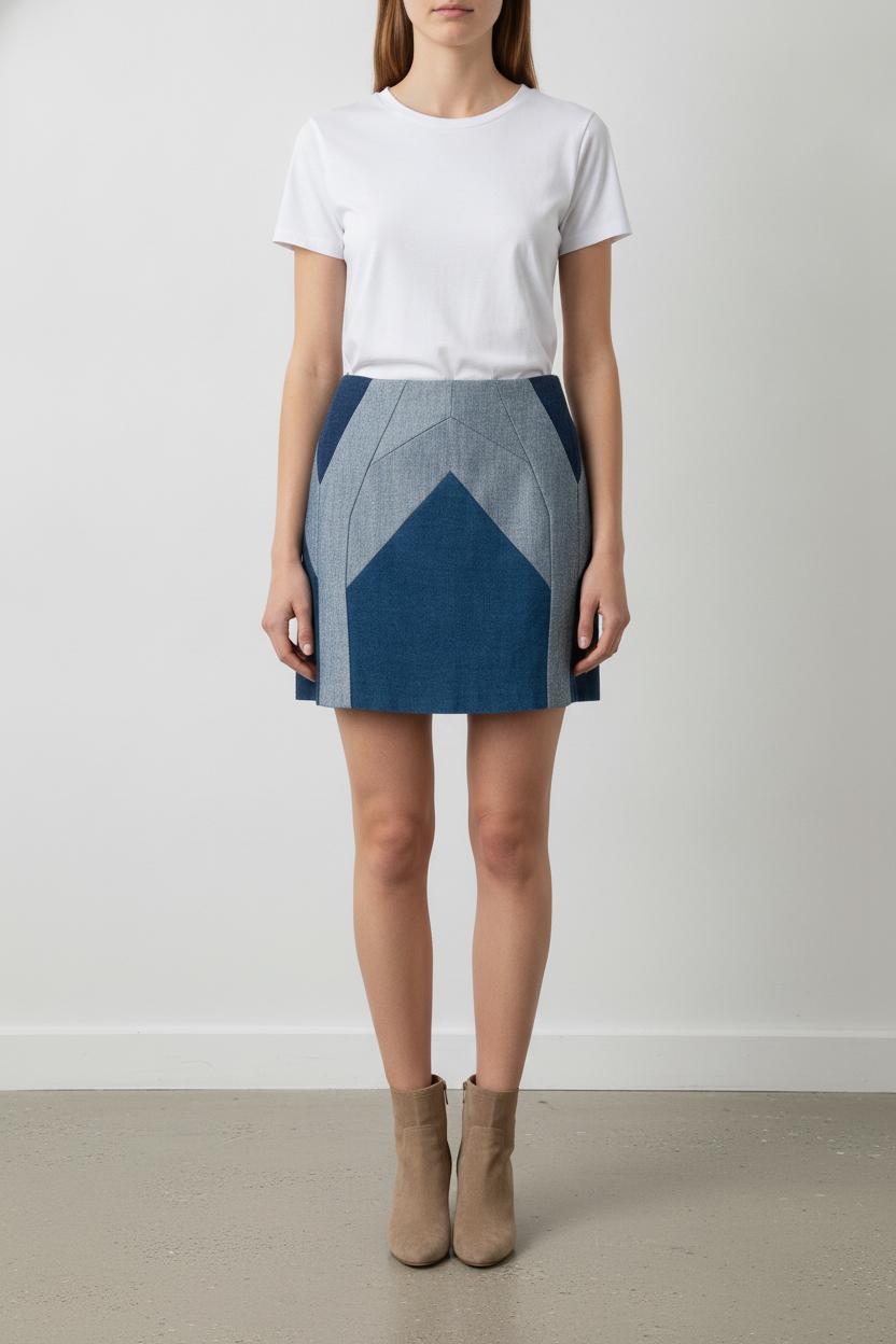 Jupe Courte Bleu et Gris - Taille S/36 de la marque Maje | PARAD105903 - Vendu par Paradigme - Image 1