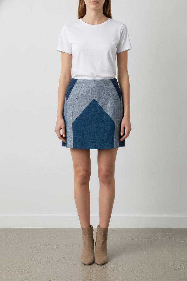 Jupe Courte Bleu et Gris - Taille S/36 de la marque Maje | PARAD105903 - Vendu par Paradigme - Image 1