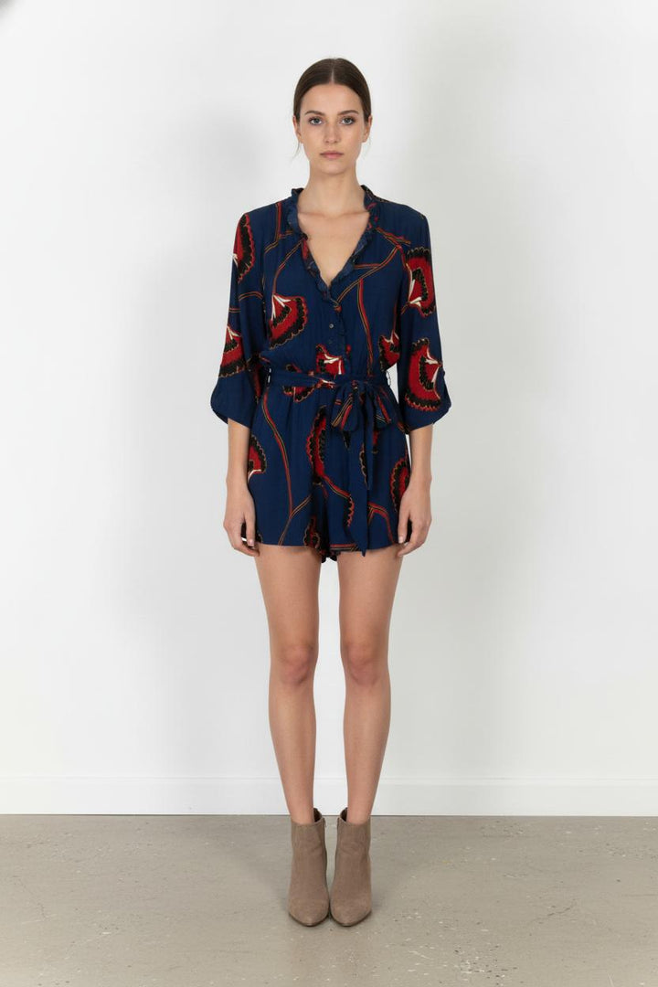 Combishort Bleu et Rouge - Taille M/38 de la marque ba&sh | PARAD105917 - Vendu par Paradigme - Image 1
