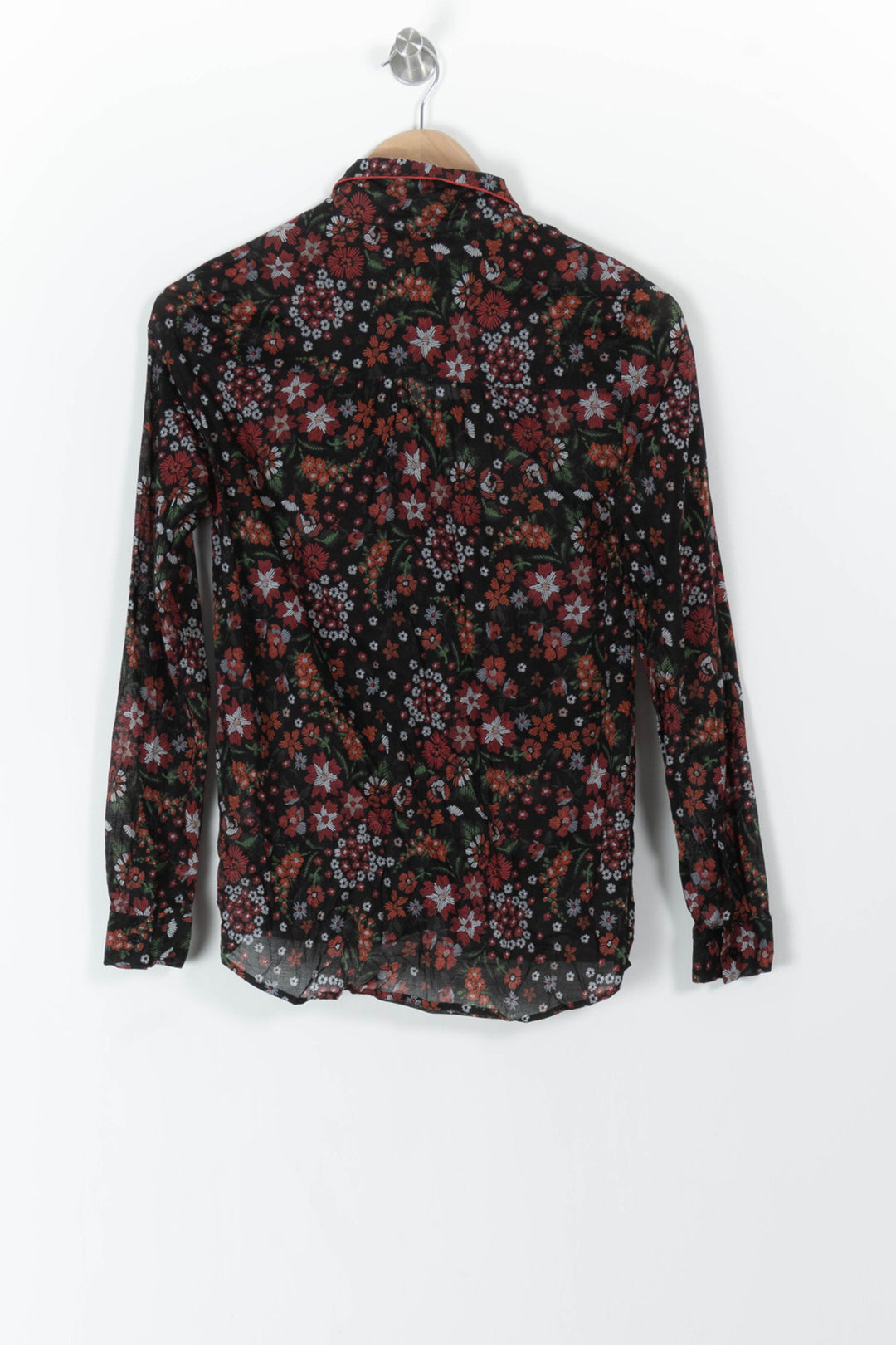 Chemise Fleurie Noire et Rouge - Taille S/36 de la marque Caroll | PARAD105930 - Vendu par Paradigme - Image 4