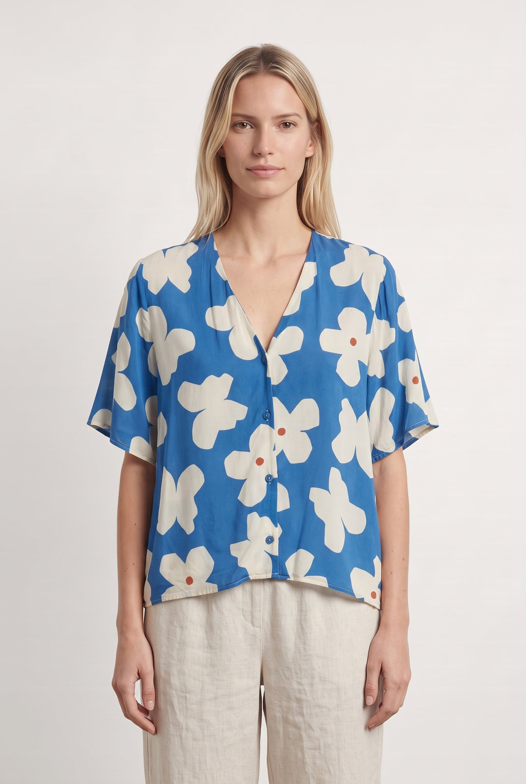 Blouse Bleue et Beige - Taille XS/34 de la marque Thinking Mu | PARAD105946 - Vendu par Paradigme - Image 1
