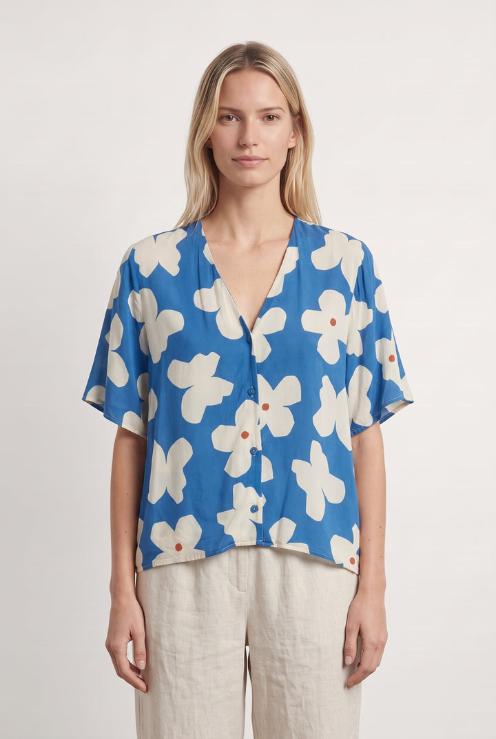 Blouse Bleue et Beige - Taille XS/34 de la marque Thinking Mu | PARAD105946 - Vendu par Paradigme - Image 1