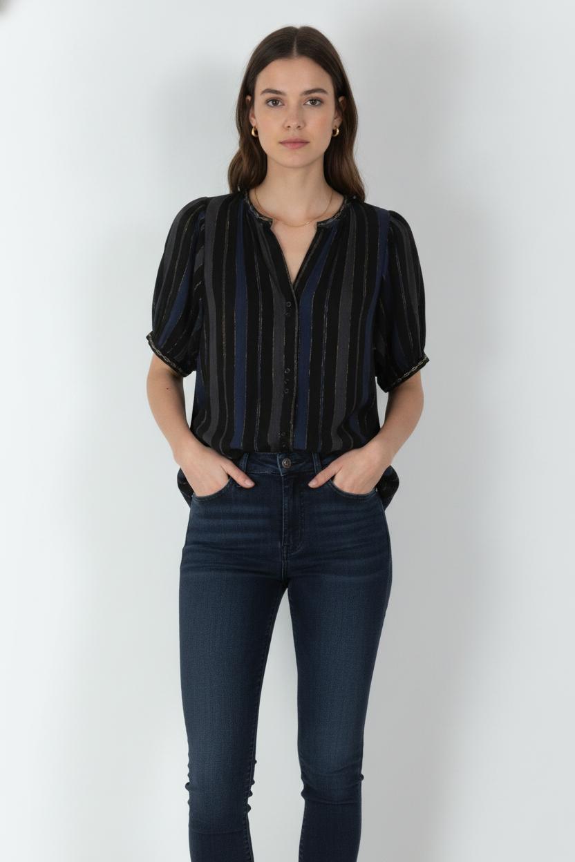 Blouse Bleue et Noire - Taille S/36 de la marque Sessùn | PARAD105963 - Vendu par Paradigme - Image 1