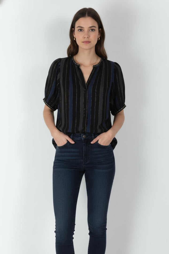Blouse Bleue et Noire - Taille S/36 de la marque Sessùn | PARAD105963 - Vendu par Paradigme - Image 1