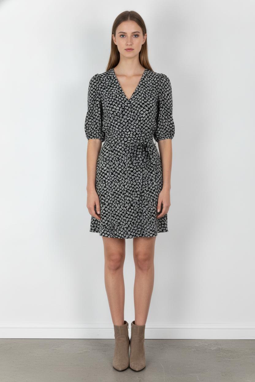 Robe Fleurie Noire et Blanche - Taille M/38 de la marque Pablo | PARAD105971 - Vendu par Paradigme - Image 1