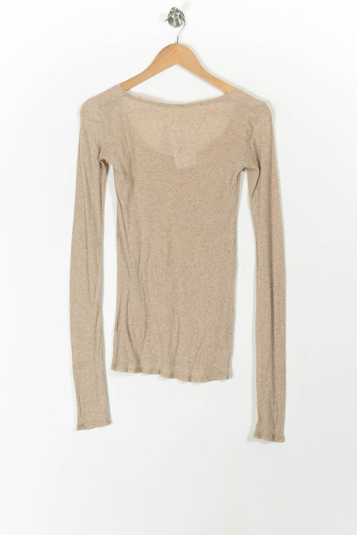 Tee-shirt manches longues beige - Taille S/36 de la marque American Vintage | PARAD105977 - Vendu par Paradigme - Image 4