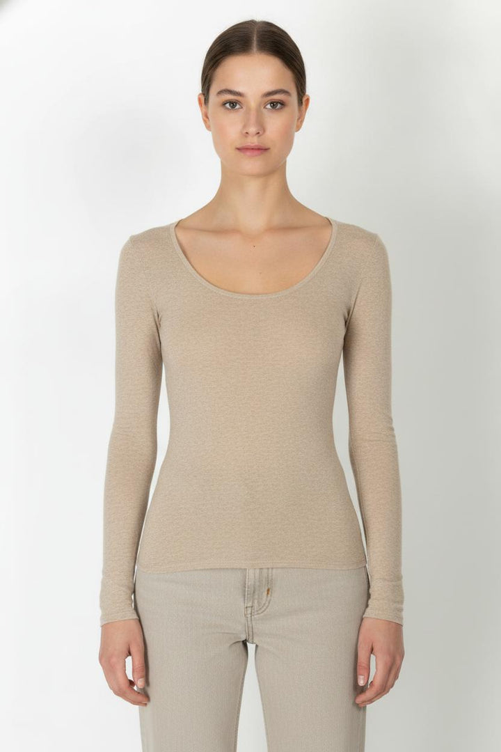 Tee-shirt manches longues beige - Taille S/36 de la marque American Vintage | PARAD105977 - Vendu par Paradigme - Image 1