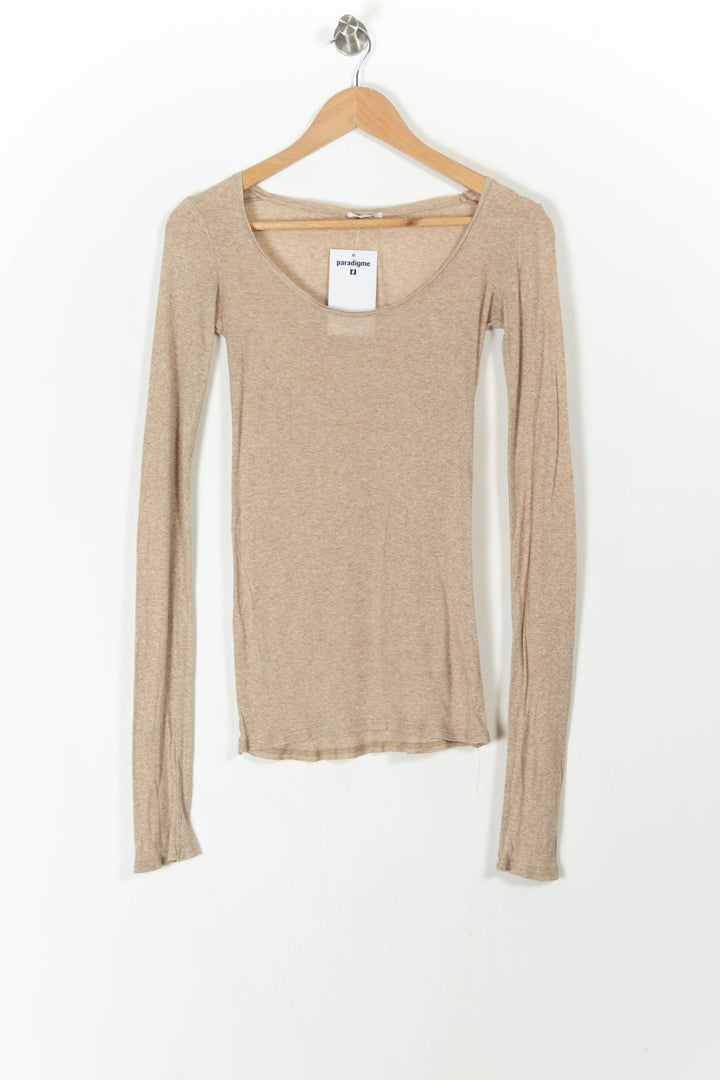 Tee-shirt manches longues beige - Taille S/36 de la marque American Vintage | PARAD105977 - Vendu par Paradigme - Image 2