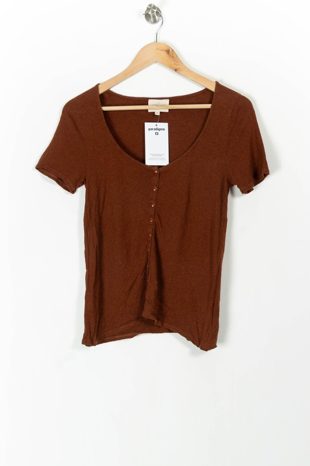 Tee-shirt Marron - Taille XS/34 de la marque Sézane | PARAD105991 - Vendu par Paradigme - Image 2