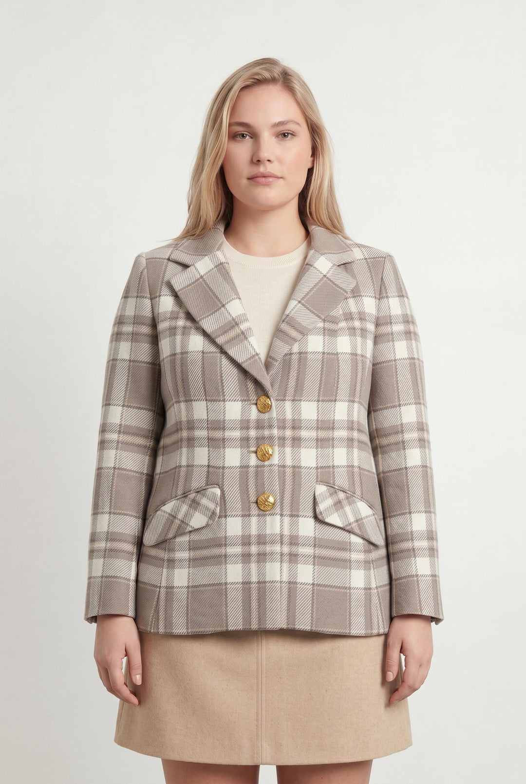 Veste Carreaux Beige et Blanc - Taille XXL/44 de la marque Weill | PARAD105996 - Vendu par Paradigme - Image 1