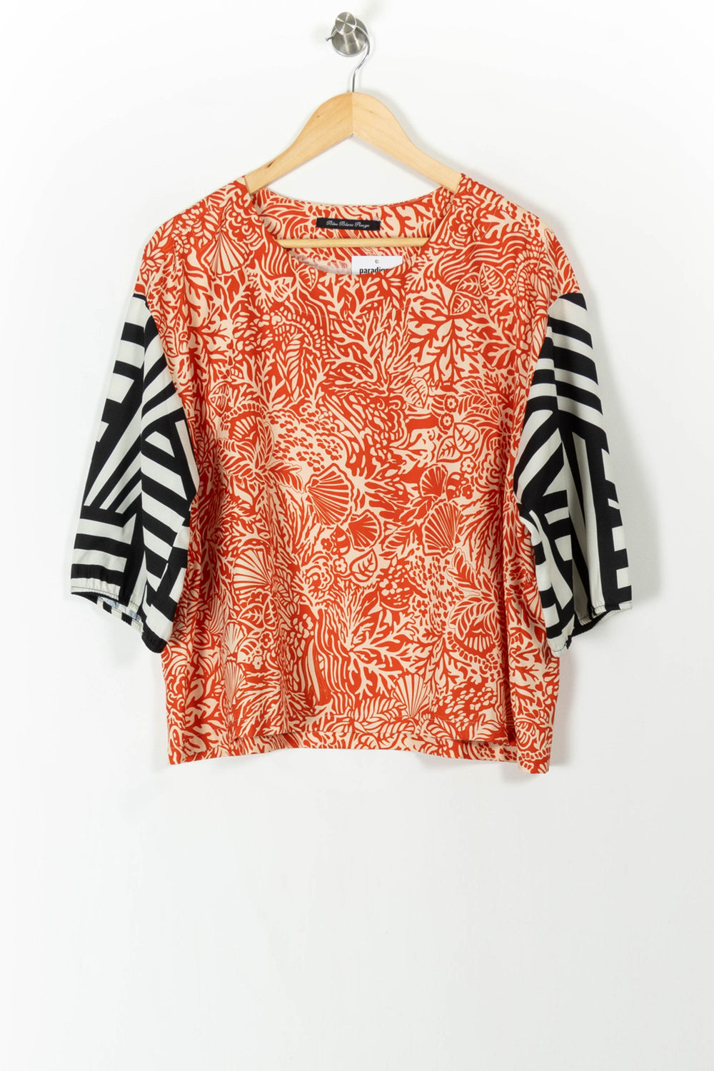 Blouse Orange et Noire - Taille S/36 de la marque Indies | PARAD106016 - Vendu par Paradigme - Image 2