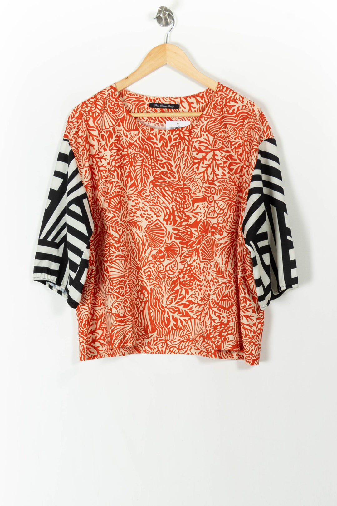 Blouse Orange et Noire - Taille S/36 de la marque Indies | PARAD106016 - Vendu par Paradigme - Image 2