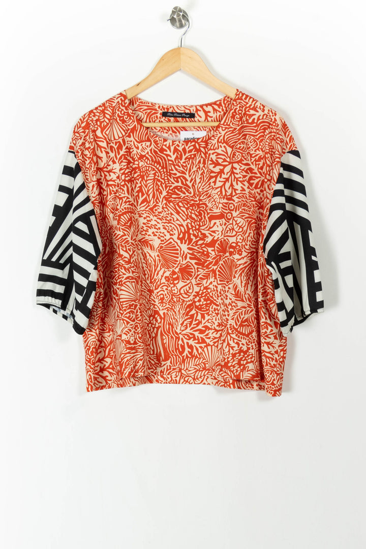 Blouse Orange et Noire - Taille S/36 de la marque Indies | PARAD106016 - Vendu par Paradigme - Image 2