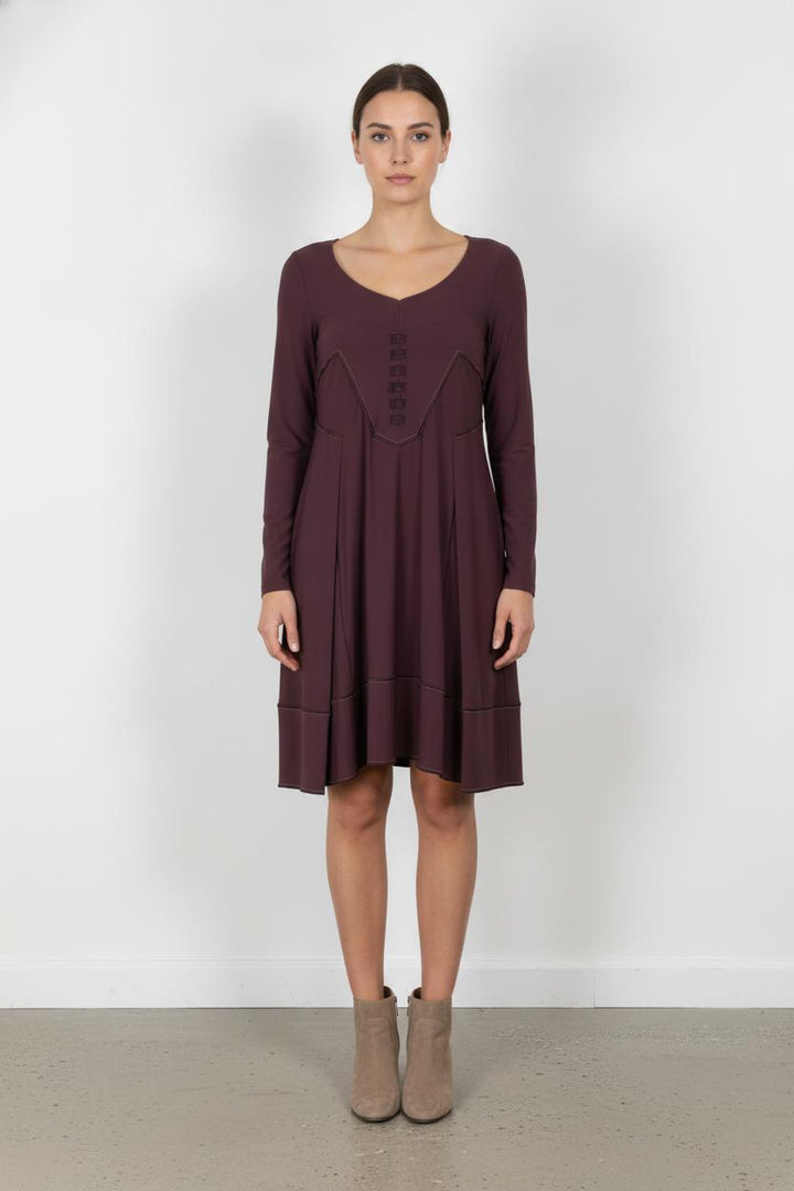 Robe Évasée Bordeaux - Taille XL/42 de la marque Indies | PARAD106023 - Vendu par Paradigme - Image 1