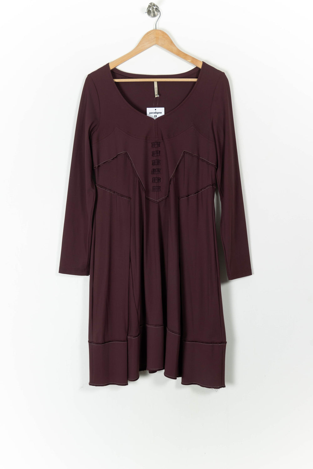 Robe Évasée Bordeaux - Taille XL/42 de la marque Indies | PARAD106023 - Vendu par Paradigme - Image 2