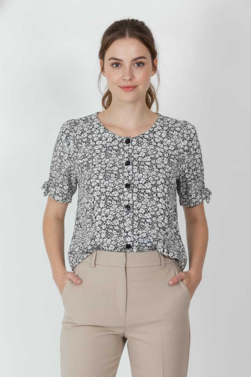 Blouse Noire et Blanche - Taille XS/34 de la marque Des petits hauts | PARAD106037 - Vendu par Paradigme - Image 1