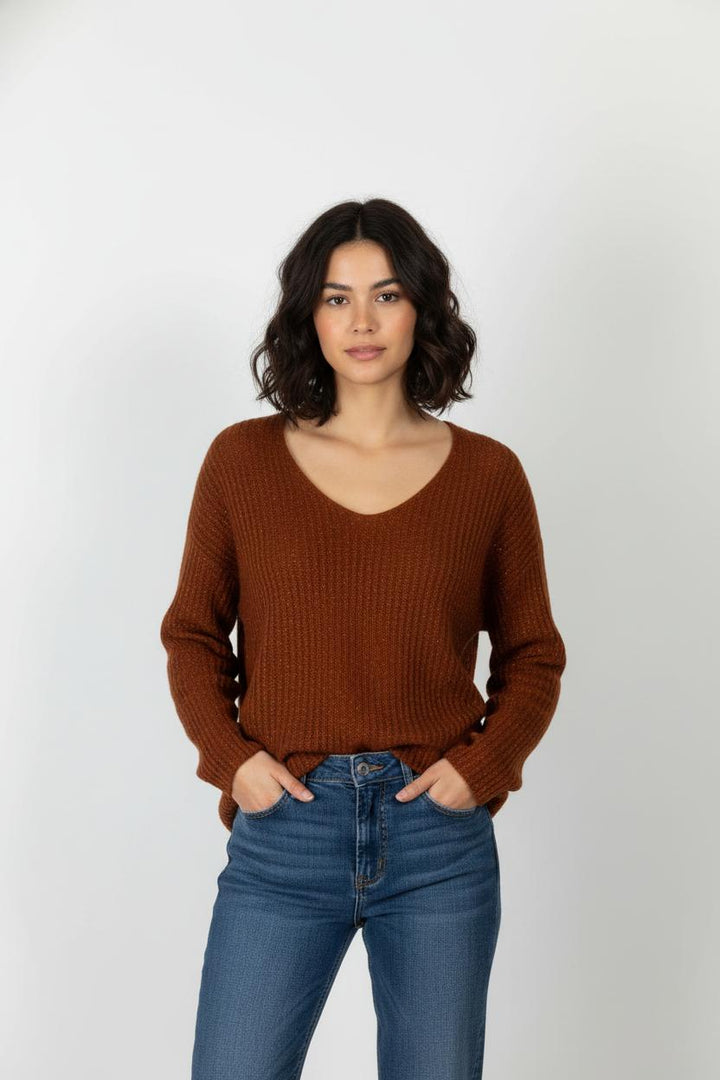 Pull Marron - Taille S/36 de la marque La Fée Maraboutée | PARAD106061 - Vendu par Paradigme - Image 1